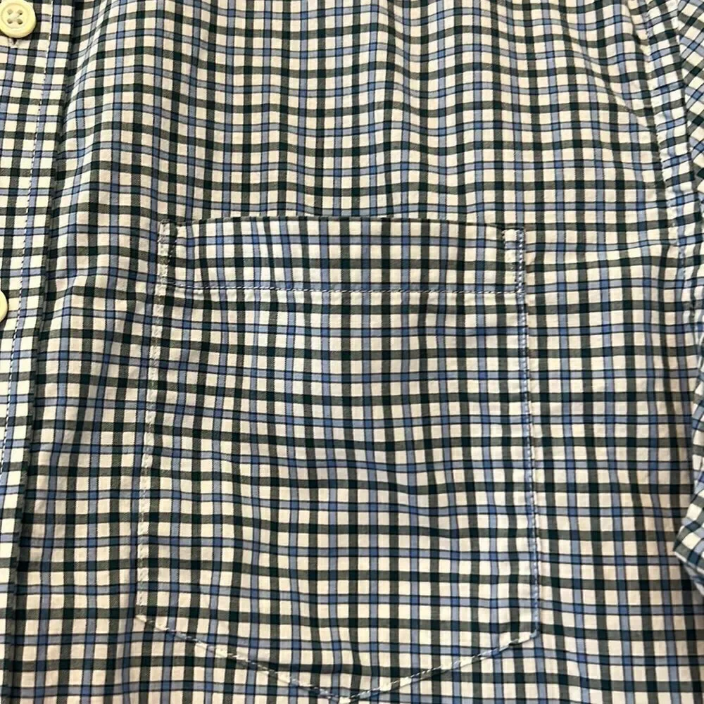 Banana Republic blue green white checked standard fit shirt Size M